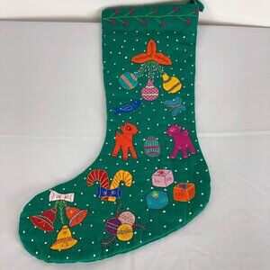 Cuyamuna Green Hand Made Christmas Stocking